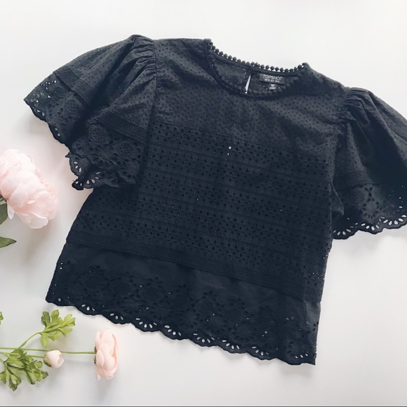 Topshop Tops - 🌟N E W🌟TOPSHOP Black Eyelet Top